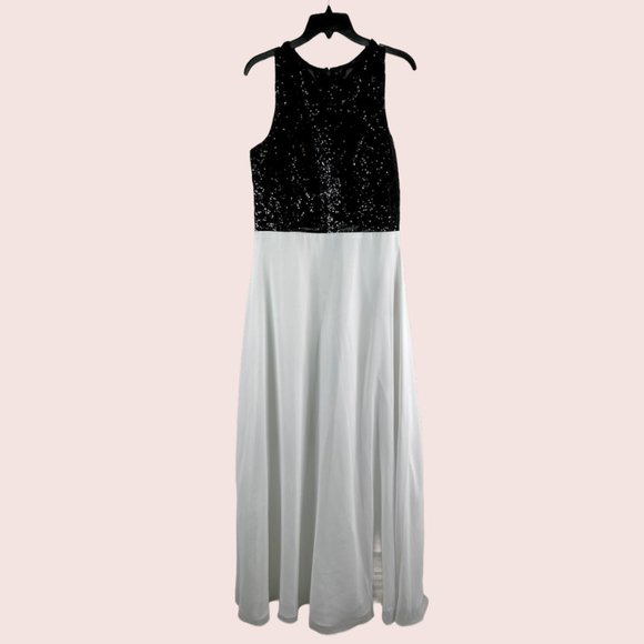 J S Collection Sequin Top Evening Gown Size: TAILLE 14 - Picture 1 of 5